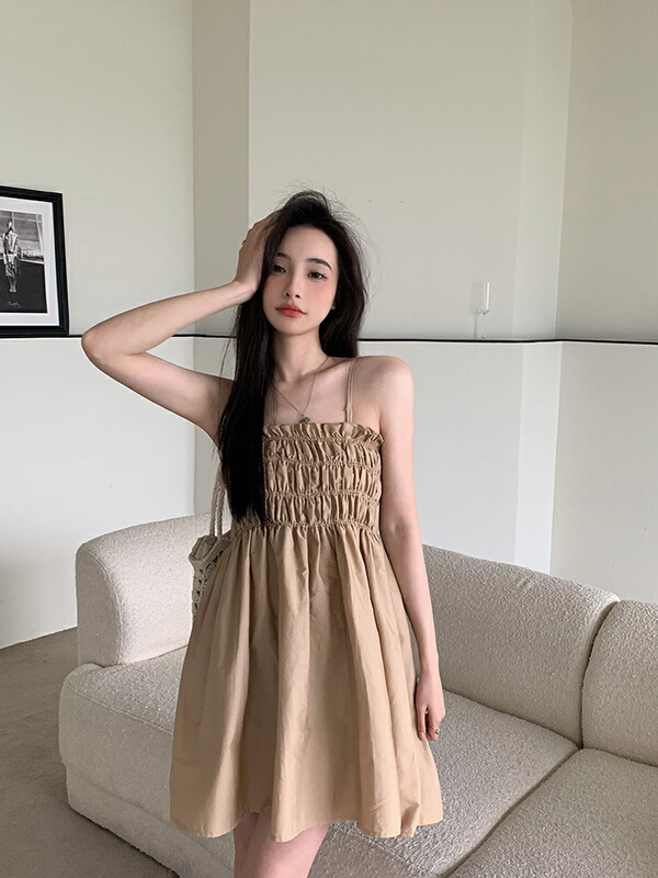 [X.C] Korean solid color talam suspender dress 531# WPL