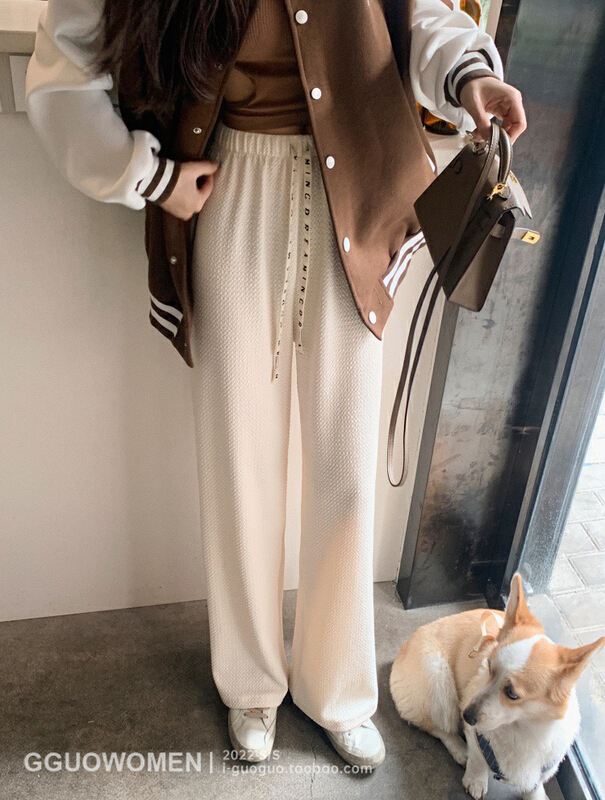New year in early spring! [wgwe] niche design high waist drawstring loose straight casual pants 1169# PCZ