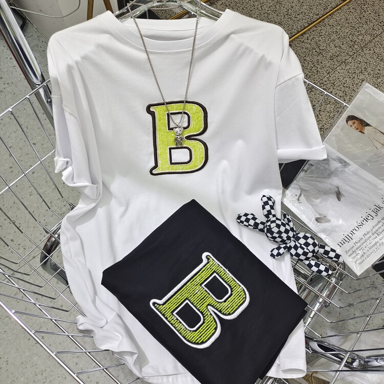 [Irene] letter embroidery fashion short sleeve T-shirt 2269# WTT