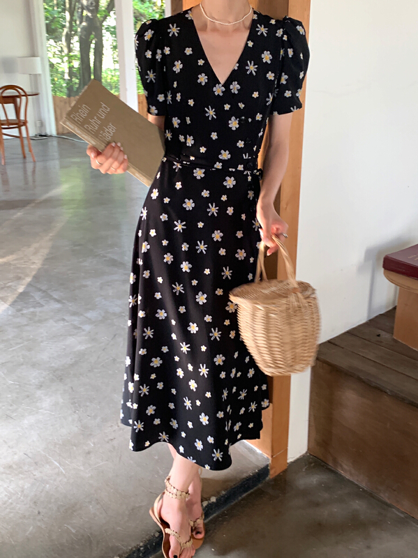 [vis type] floral style versatile dress (with hair circle) 9252# hjy