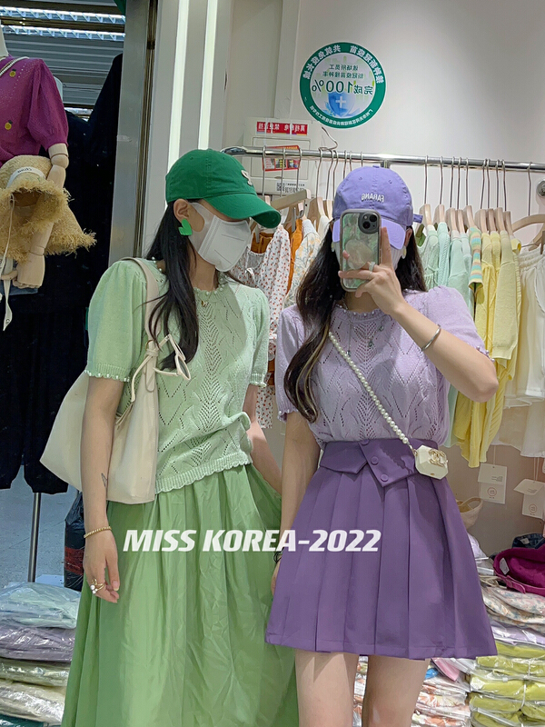[Miss Korea] heavy craft nail bead solid color short sleeve T-shirt 6616# HBx