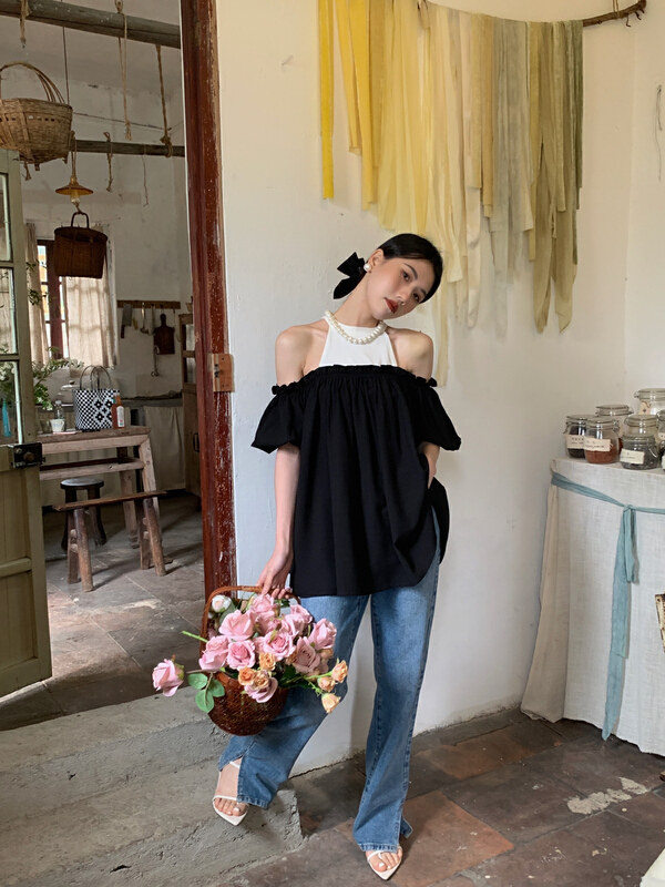 [new open] loose and thin off shoulder shirt gy22766# zxl