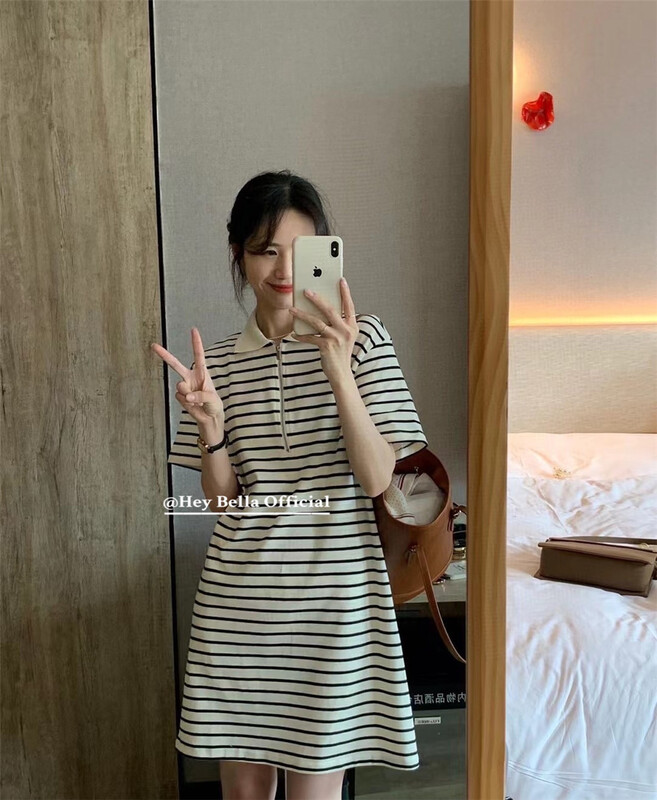 [hey Bella] stripe comfortable Korean dress ys1-1269# ll