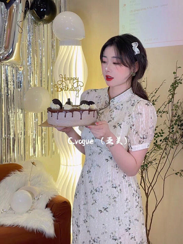 [c.vogue] retro minority cheongsam improved design sense irregular skirt dress 88710# PCZ