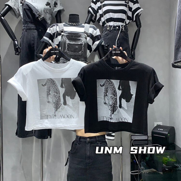 New in early summer! [unm-show] fashion leopard slim short sleeve T-shirt 6137# WTT