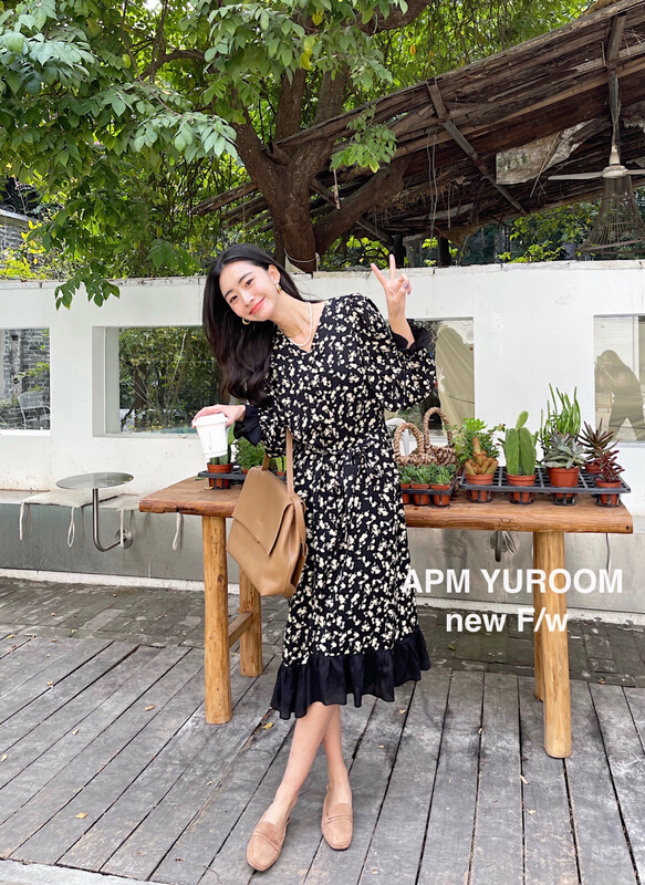 New year in early spring! [APM yuroom] French Vintage Floral Dress (with belt) 22601# LSL