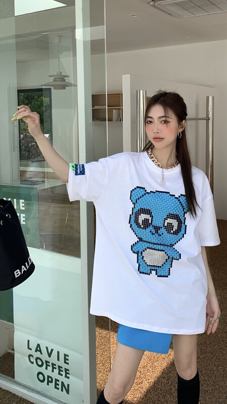 [our] Korean checkerboard fashion short sleeve T-shirt 8719# LSW