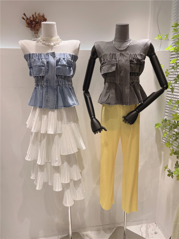 New year in early spring! [Tiantian family] pure style cowboy bra vest 6855# PCZ
