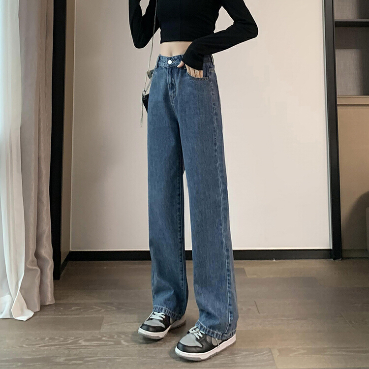 New in early summer! [kakajia] small man with high waist and thin straight tube, wide leg, floor dragging jeans 9052# ozq