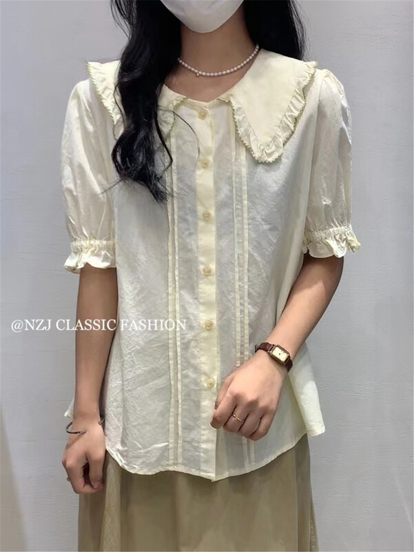 [NZJ] single breasted comfortable color matching shirt 820101# L