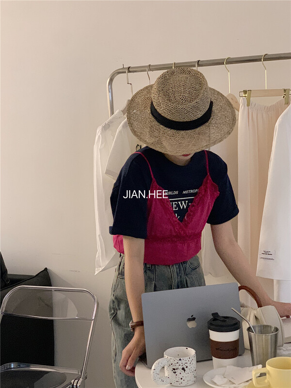 初夏上新!【JIAN HEE】無袖蕾絲拼接背心/吊帶  1315#  OZQ