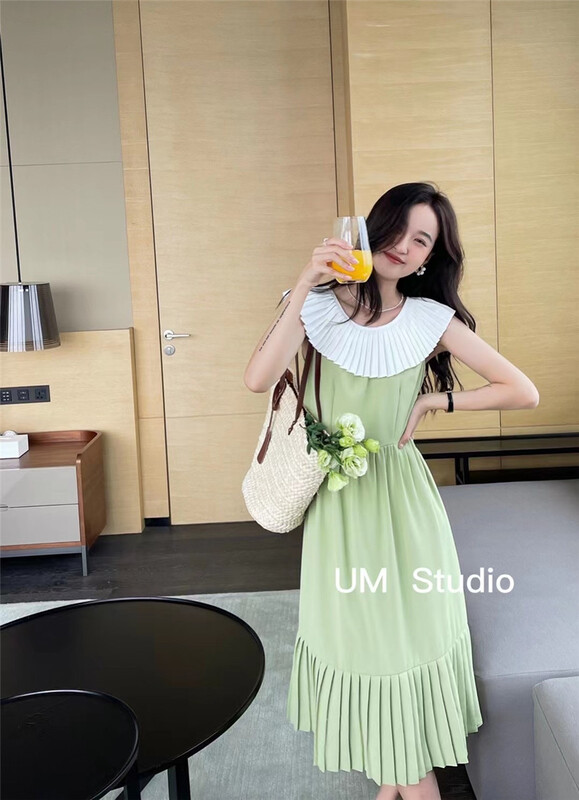 [um micron] elegant temperament large lapel high waist vest dress 88290# hjy