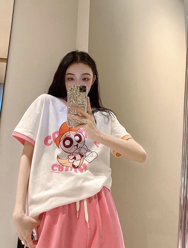 [Tutu] cartoon color contrast splicing short sleeve T-shirt c633# zxx