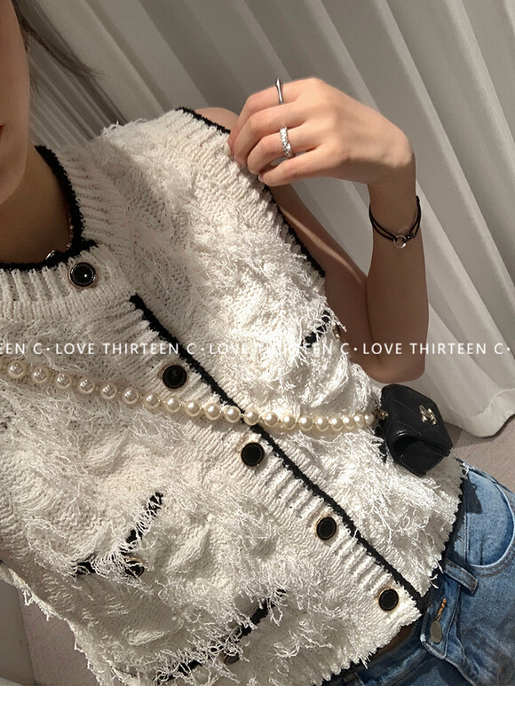 [yhpi] simple color matching single breasted knitted vest 852# JJ