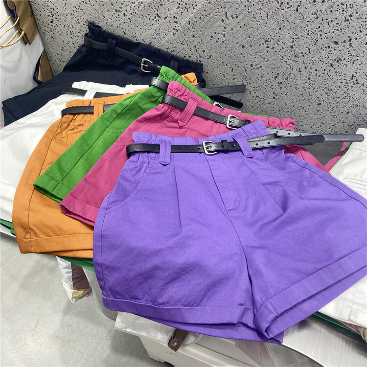 goods in stock! New in early summer! [wuzhinvhai] high waist slim casual shorts (with belt) 83023# CLS