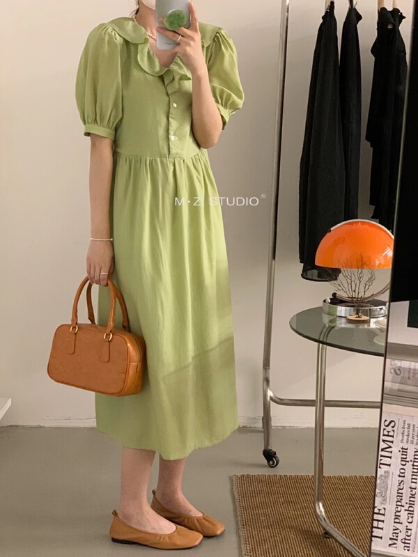 New in early summer! [m.zi studio] Korean style lotus leaf collar dress 6878# HBx