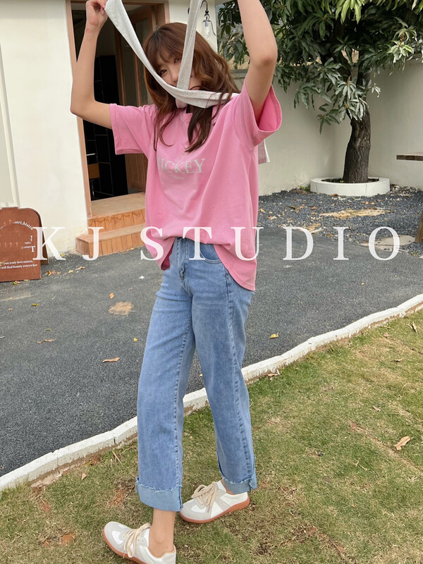 New year in early spring! [kJ] high waist curled smoke pipe straight jeans 2830# zxl