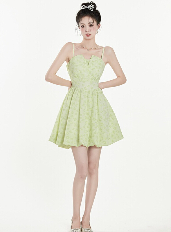 [JH] Xiaoxiang's back hollow tie puffy suspender dress 41646# PCZ