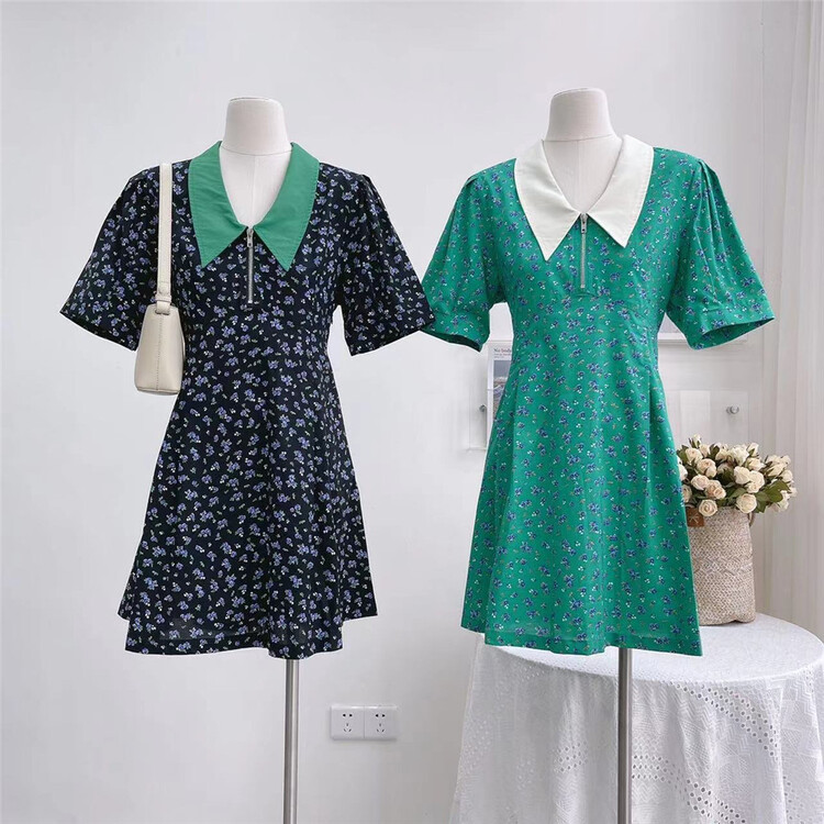 [Han Yunxi] French style waist closing floral dress 1666# CLS