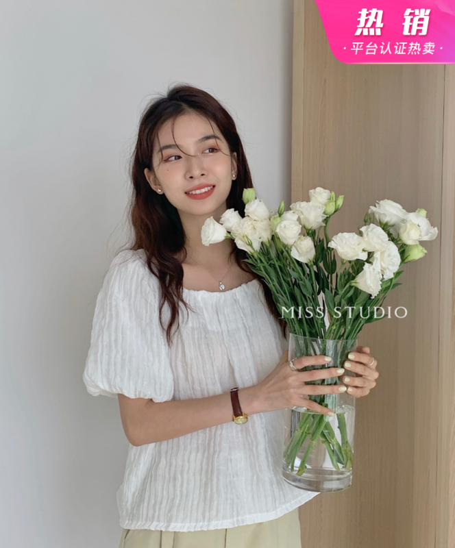 [miss miss miss family] Korean style one shoulder two small shirts w313# zjy
