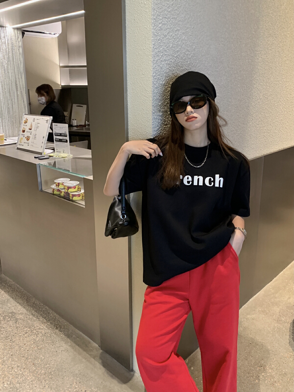 New year in early spring! [11An] simple letter printed short sleeve T-shirt a6089# LSL