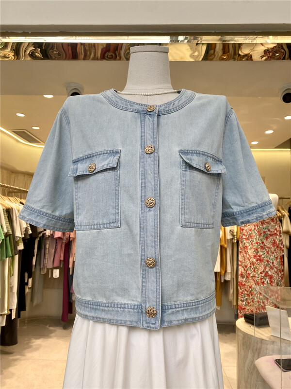 [Boran buran] round neck single breasted slim short coat 7383# LSW