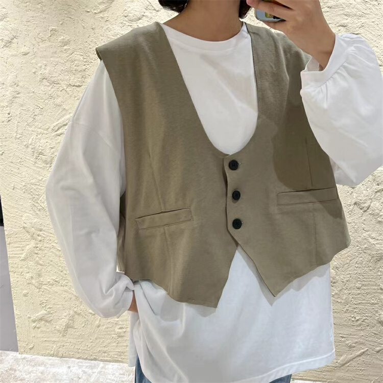 New year in early spring! [original by hnhl] Korean version solid color sleeveless vest 17815# L