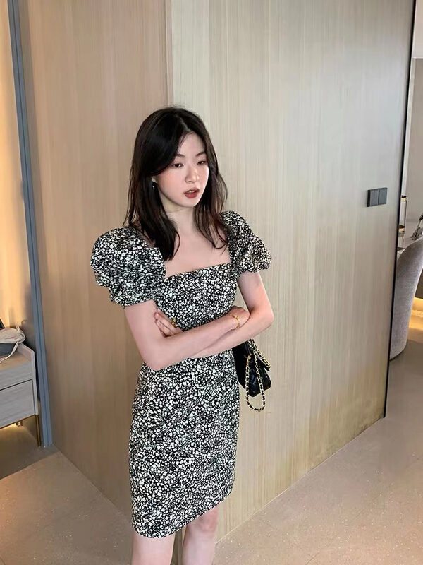 [are studio] French square neck floral short dress 9893# WPL