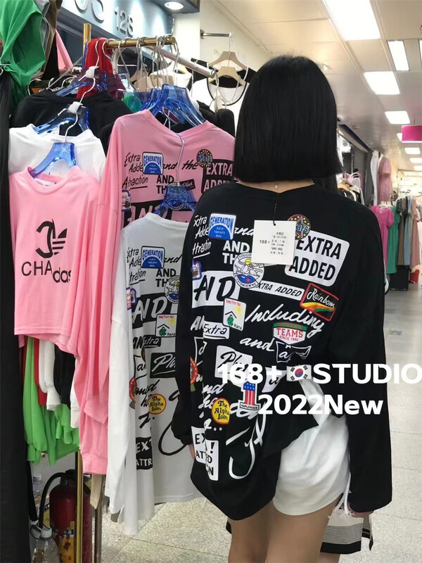 [168 +] lettered print Pullover sunscreen shirt 2360# WTT