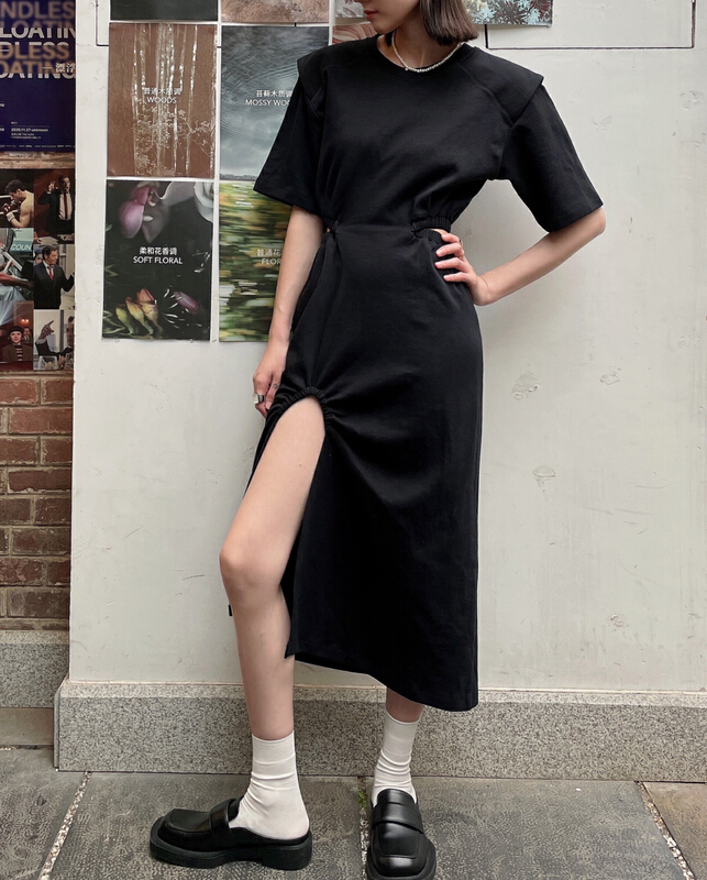 New in early summer! [Xi Xi] slit versatile slim dress 8097# ozq