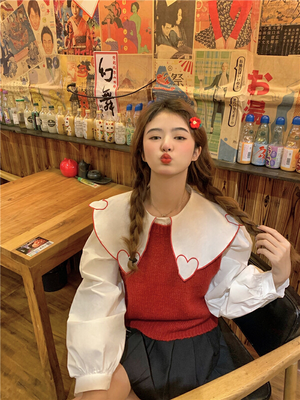 New year in early spring! [timely rain] Han Feng ins sweet age reducing versatile red loose thin vest (excluding inner vest) c086# jhy