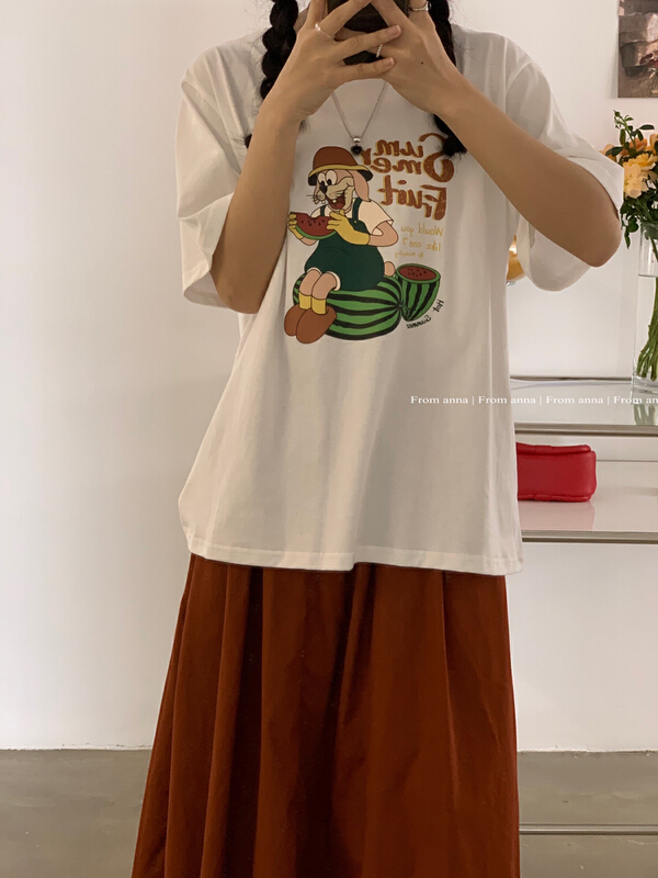[from Anna] Korean pattern printed round neck short sleeve T-shirt (T-shirt only) 6149# LSW