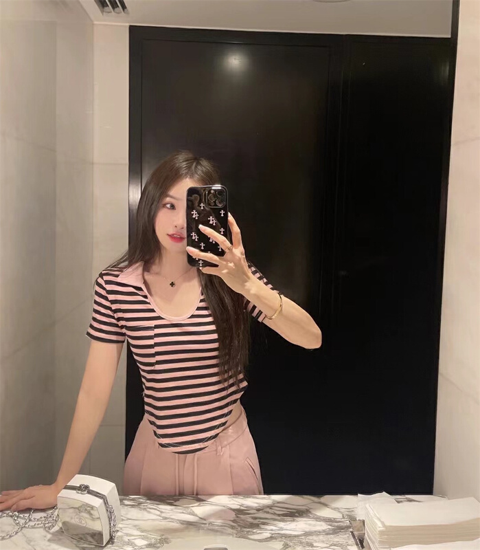 [koumiya] slim fit Striped Polo neck short sleeve T-shirt (short sleeve sold separately) 8936# PCZ
