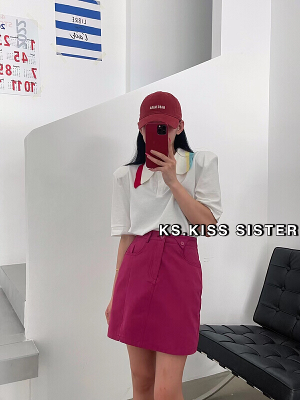 [KS] solid color A-shaped high waist anti light washing cotton skirt 20056# ozq