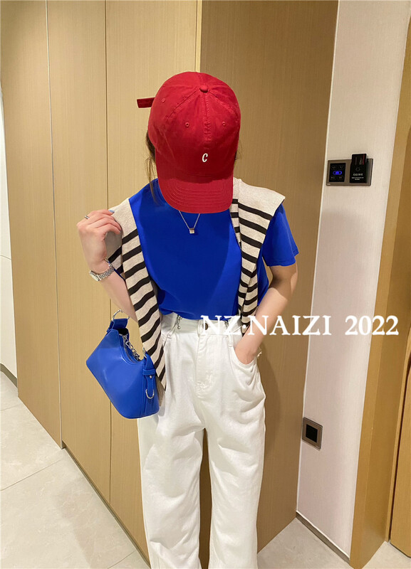 [Naizi] candy color net loose short sleeve T-shirt (T-shirt only) 8090# ozq