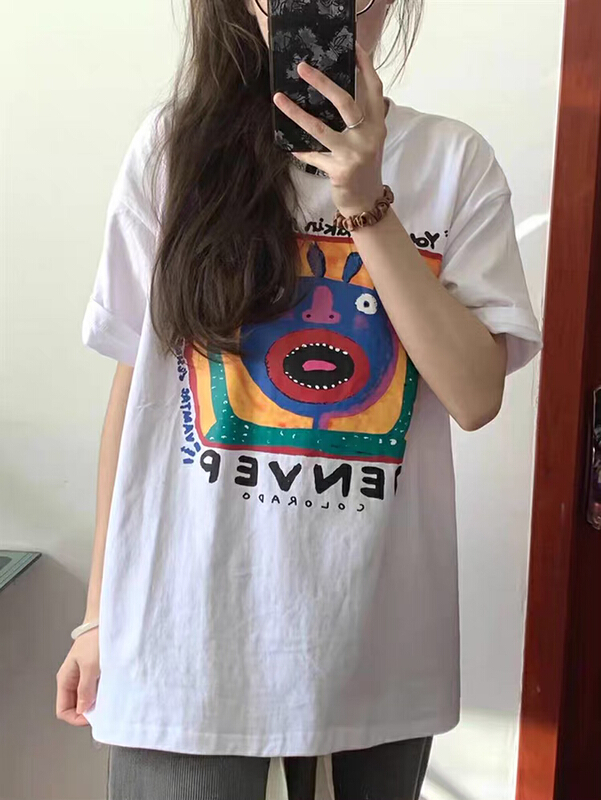 [Ziyi family] small group fun ins style printed short sleeve T-shirt 1165# WTT