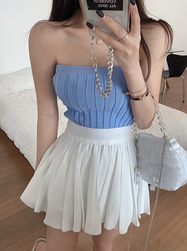 [f · P] solid color slim fit Strapless vest / sling 7128# HBx