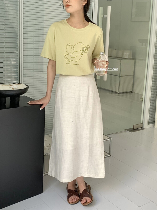 [a-bow studio] Korean funny printed round neck short sleeve T-shirt 80250# zjy