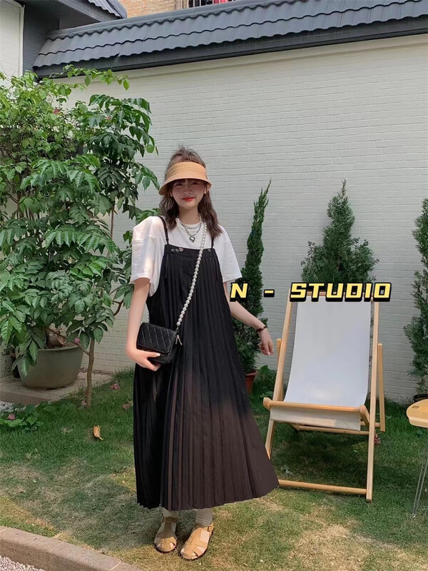 goods in stock! 【N】 Button strap Pleated Dress (dress only) 0756# WTT