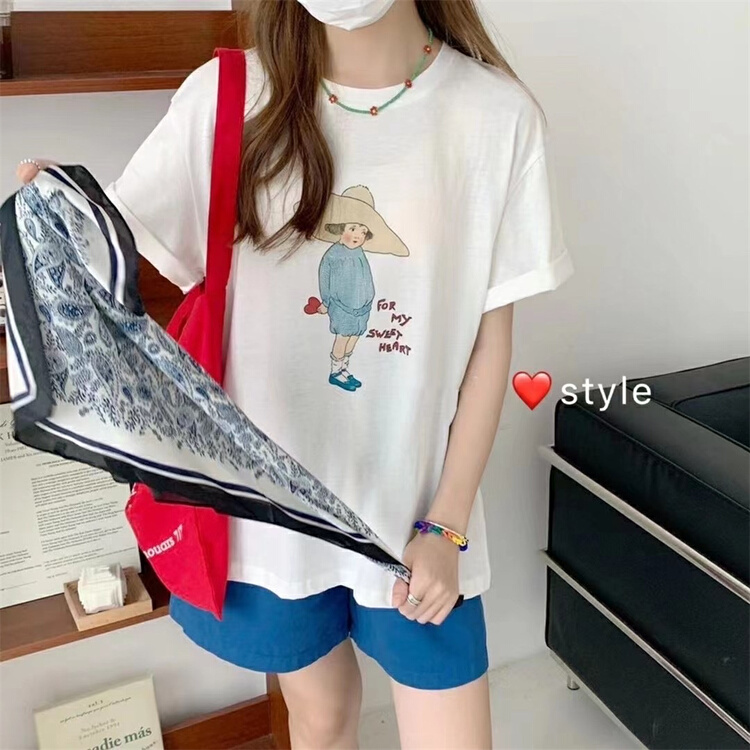[Mao Mao] Korean round neck Pullover short sleeve T-shirt 8065# ll