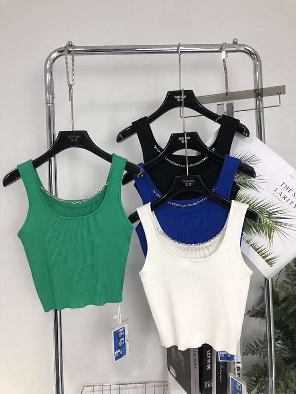 New year in early spring! [Fanfan] fashionable U-neck versatile tank top (with chain) 5501# JJ