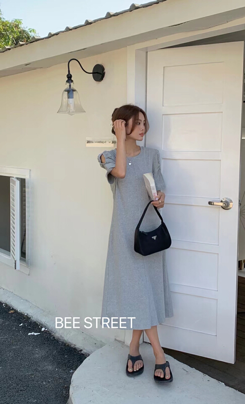 [bee Street] simple, loose and versatile dress 9162# lwy