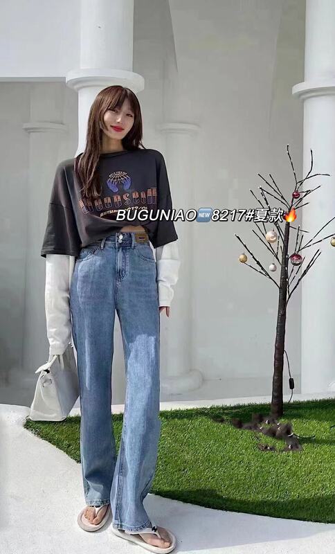[cuckoo] straight tube pasted 100 design jeans 8217# WTT