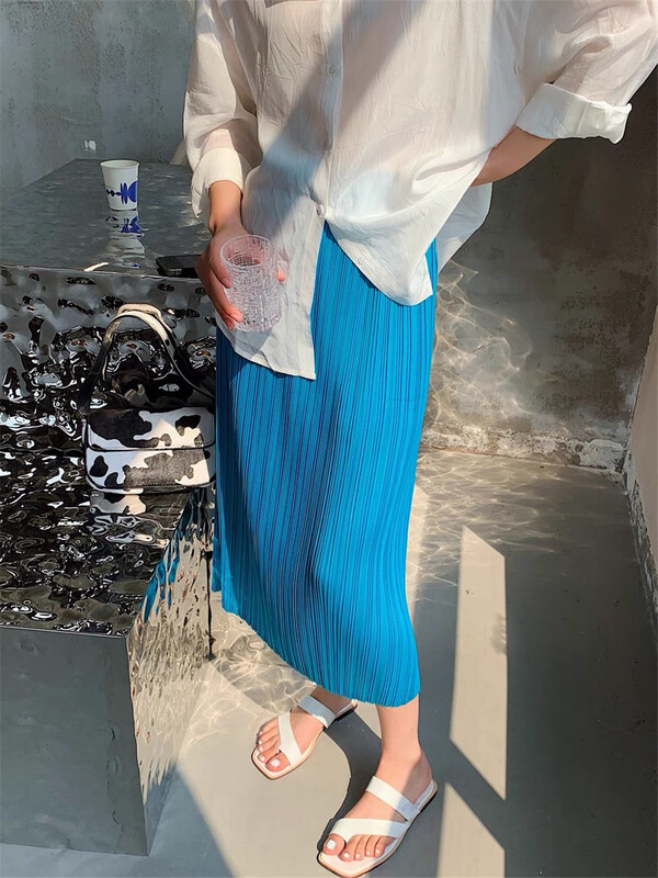 goods in stock! Six colors! [Mg +] elastic waist crimp medium long temperament skirt ys1-99289# zxx
