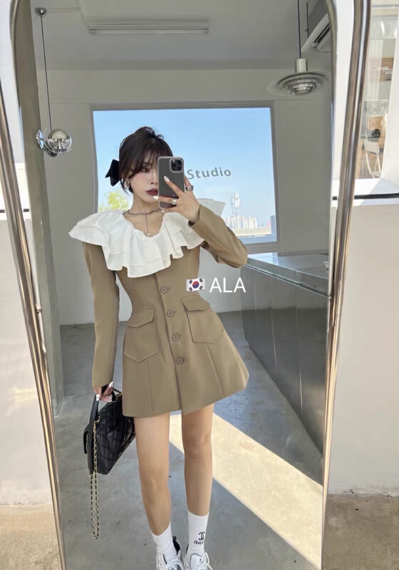 goods in stock! New year in early spring! [Yingying new clothes] xiaoxiangfeng suit slim dress (with detachable collar) 6955# hjy