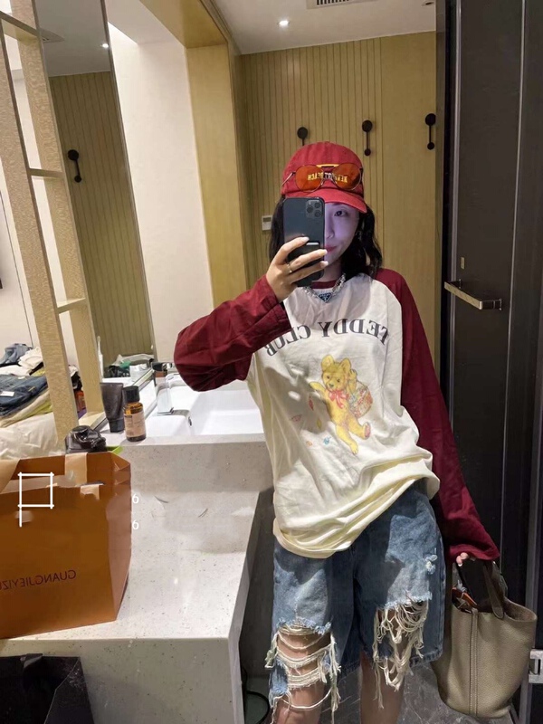 [dodo] bear print fashion color matching sunscreen shirt ys1-0312# LSL