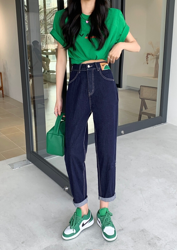 [AI x2 denim] elastic waist Harlan versatile jeans 3708# hjy