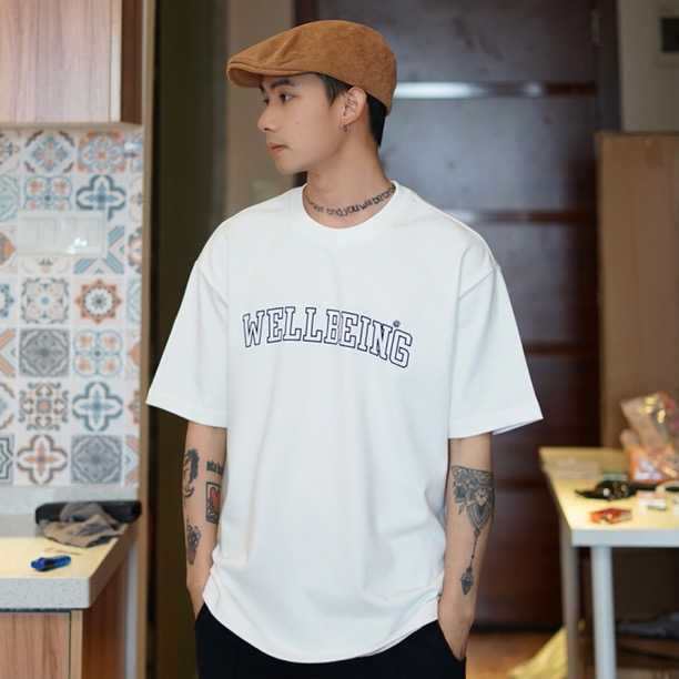 [TPY] 320G heavy personalized letters versatile short sleeve T-shirt 9123# ZZL