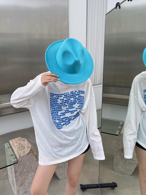 [hm.makai] Korean personalized letter loose long sleeve T-shirt 956# ozq