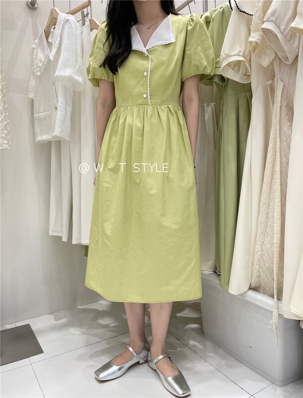 [wt] solid color Pleated Dress b335# HBx